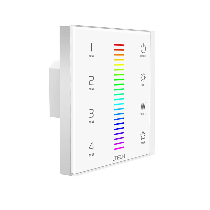 

LTECH Led RGBW Strip Controller LT-BUS Control System Dual RF 2.4GHz & DMX Multi Function 4 Zones Wall Touch Panel 100-240V EX8