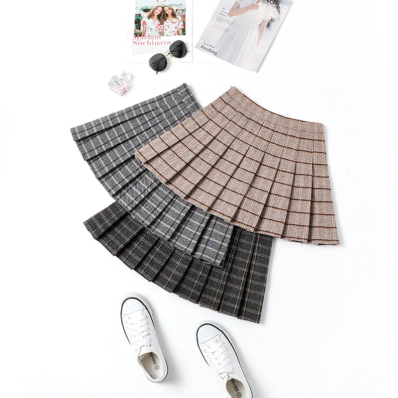 Skirt Women's Autumn And Winter Woolen Plaid Pleated Skirt Black High Waist Short Skirt A-line Skirt College Style Khaki Skirt
Skirt Women's Autumn And Winter Woolen Plaid Pleated Skirt Black High Waist Short Skirt A-line Skirt College Style Khaki Skirt