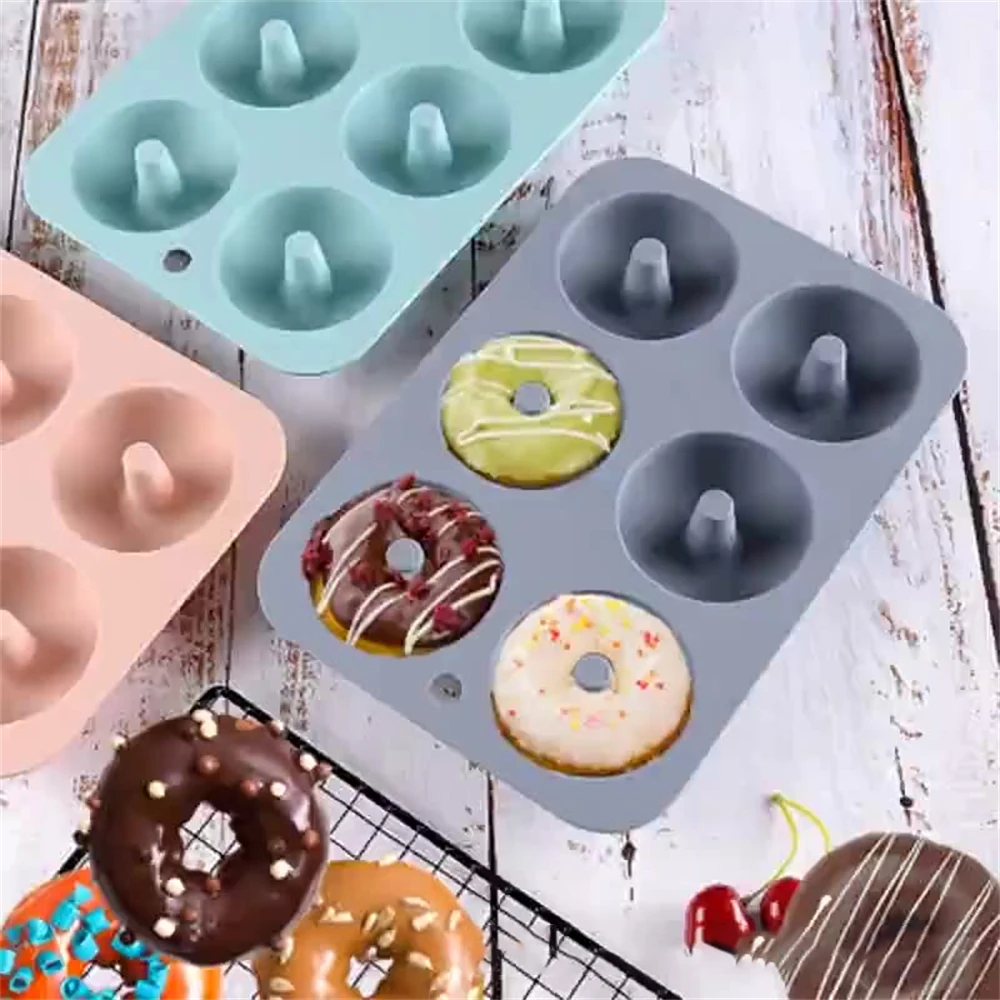 

Силиконовая форма в форме пончика для 6 пончиков, антипригарная, подходит для посудомоечной машины, термостойкая и безопасная для микроволновой печи, кухонная форма для выпечки