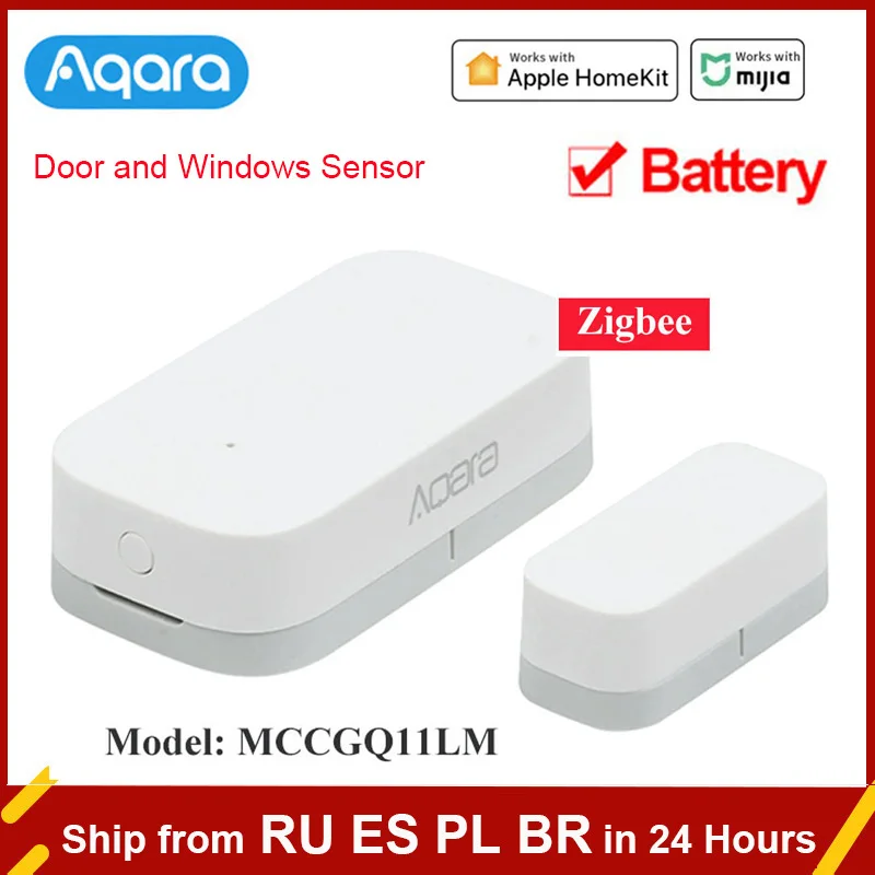 Датчик открытия окон и дверей Aqara Zigbee Беспроводной сенсор работает с приложением