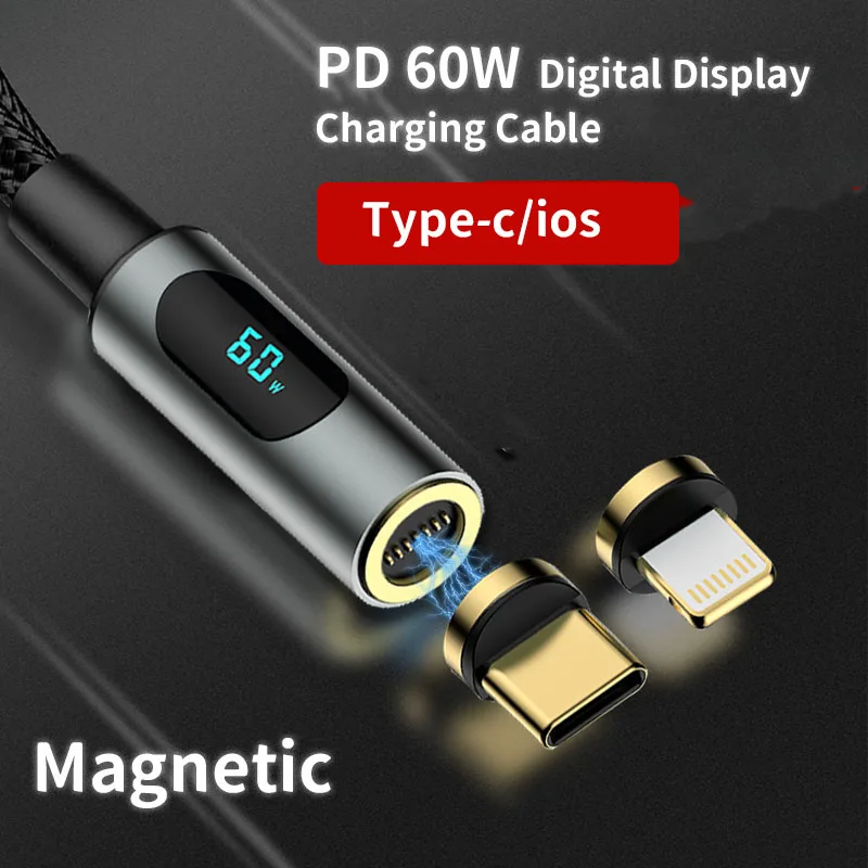 PD 60W Magnetic Digital Display USB Typc-C to Type-C+PD 20W Lightning Cable Fast Charging For Xiaomi iphone Samsung Huawei ipad 
PD 60W Magnetic Digital Display USB Typc-C to Type-C+PD 20W Lightning Cable Fast Charging For Xiaomi iphone Samsung Huawei ipad