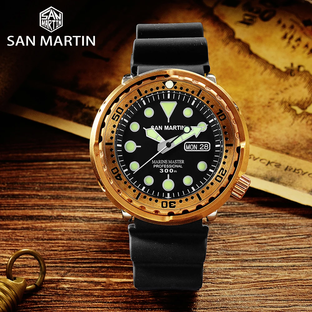 S-San Martin Tuna Bronze Men Watch Automatic Mechanical Sapphire Luminous 30Bar Water Resistant Fluoro Rubber Strap Calendar
S-San Martin Tuna Bronze Men Watch Automatic Mechanical Sapphire Luminous 30Bar Water Resistant Fluoro Rubber Strap Calendar