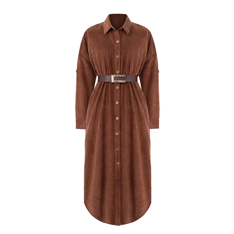 2023 Winter Long Corduroy Dress For Women's Clothing Spring Autumn Vintage Single Breasted Long Sleeve Shirt Striped Dress AC826
2023 Winter Long Corduroy Dress For Women's Clothing Spring Autumn Vintage Single Breasted Long Sleeve Shirt Striped Dress AC826