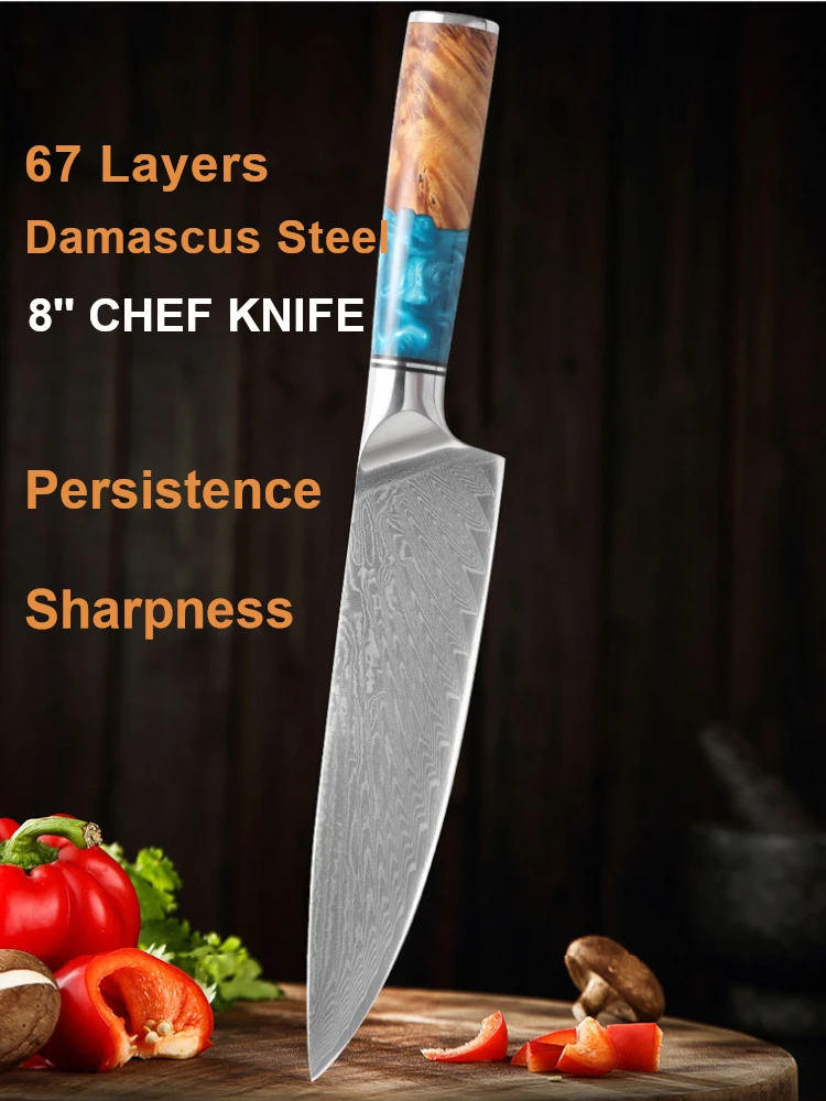 8 inch Chef Knife 67 Layers Japanese Damascus Steel Kitchen Knife Kiritsuke Knives Sharp Blade Cooking Tools Utility Knife
8 inch Chef Knife 67 Layers Japanese Damascus Steel Kitchen Knife Kiritsuke Knives Sharp Blade Cooking Tools Utility Knife