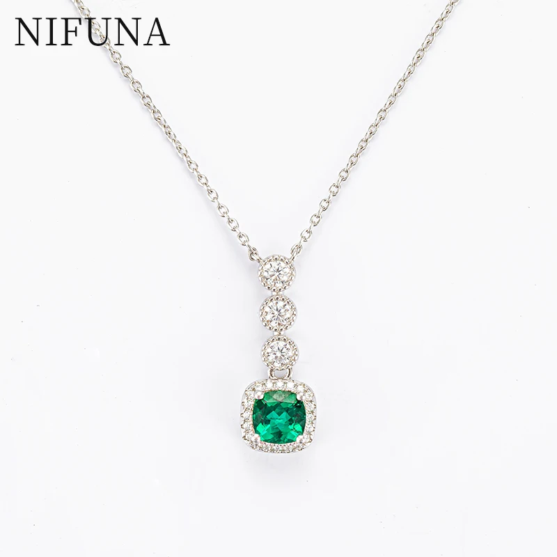 NIFUNA Lab Grown Emerald Pandent Stering Silver Necklace High Carbon Diamond Inlay Female Jewelry Wedding Party Gift For Girl
NIFUNA Lab Grown Emerald Pandent Stering Silver Necklace High Carbon Diamond Inlay Female Jewelry Wedding Party Gift For Girl