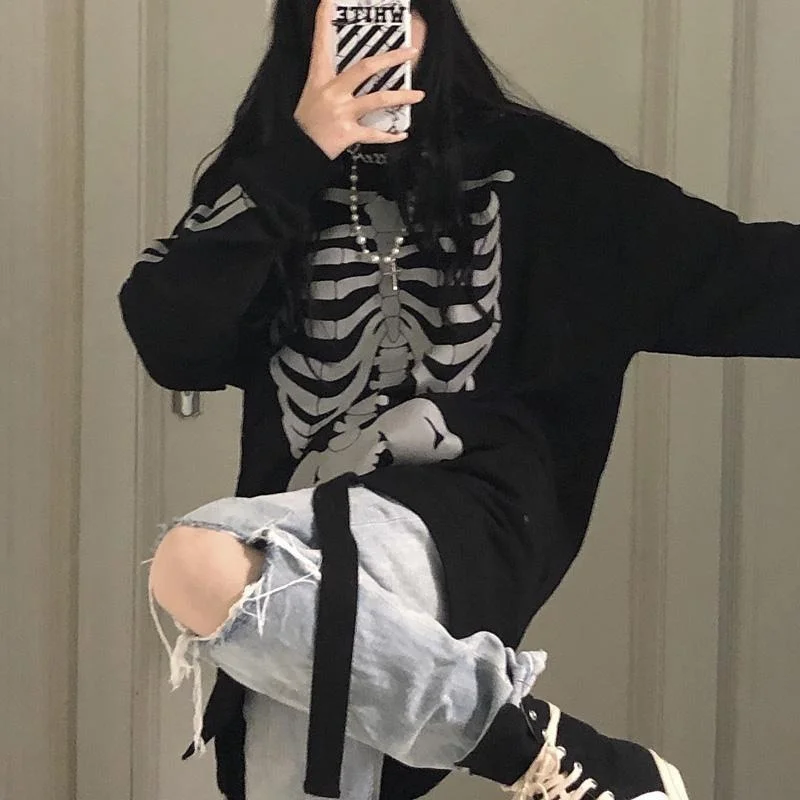 Deeptown Gothic Streetwear Skeleton Grey Oversize Hoodies Women Punk Harajuku Hip Hop Black Sweatshirt Female Pullover White Top
Deeptown Gothic Streetwear Skeleton Grey Oversize Hoodies Women Punk Harajuku Hip Hop Black Sweatshirt Female Pullover White Top