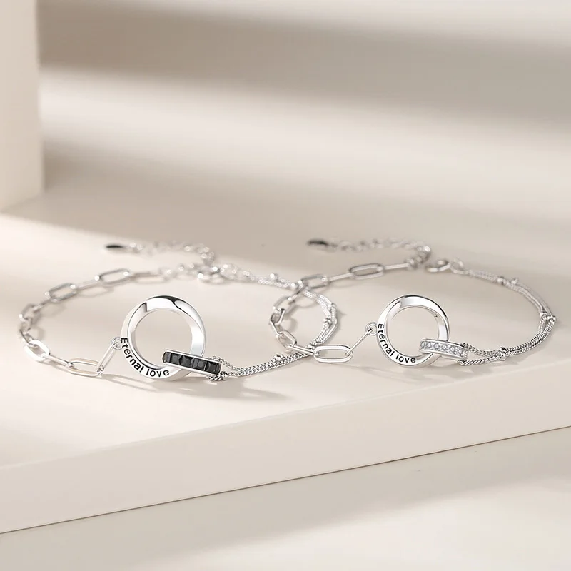 Original Double Circels Couple Bracelets 925 Sterling Silver Eternal Love Bracelet Creative Jewelry Holiday Anniversary Gift
Original Double Circels Couple Bracelets 925 Sterling Silver Eternal Love Bracelet Creative Jewelry Holiday Anniversary Gift