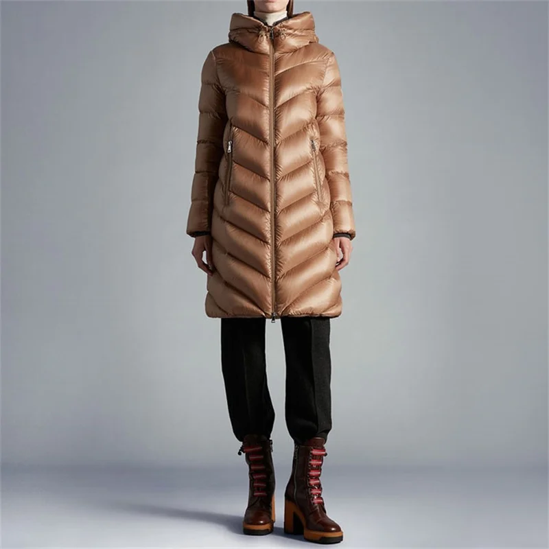 

Женская зимняя куртка, новинка 2023, корейская мода, Приталенная толстовка, Длинные пуховики, высококачественное теплое плотное пальто, пуховая куртка, парки
