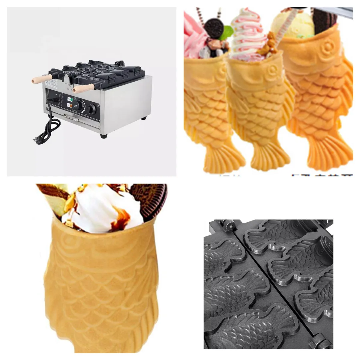 Commercial Janapese Open Mouth 3 Pcs Fishes Shape Waflle Machine Fish Ice Cream Taiyaki Non-stick Stainless Steel Waffle Maker
Commercial Janapese Open Mouth 3 Pcs Fishes Shape Waflle Machine Fish Ice Cream Taiyaki Non-stick Stainless Steel Waffle Maker