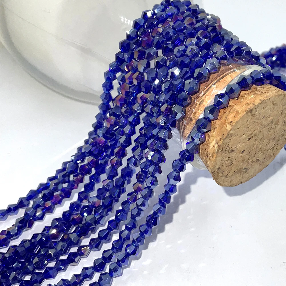 

AB 4mm Dark Blue Bicone Faceted Crystal Glass Loose Spacer Beads Lot Colors For Jewelry Making DIY Bracelet Necklace Wholesale