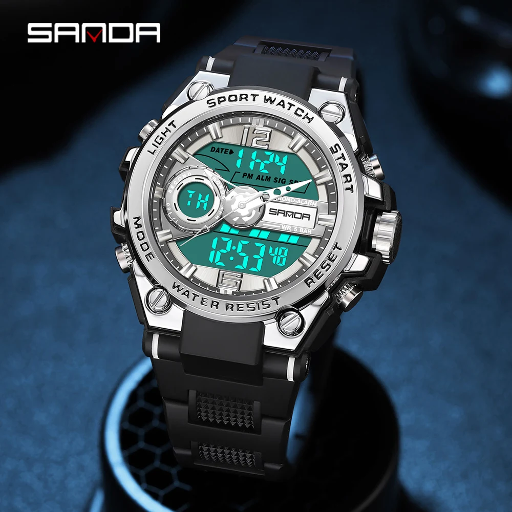 

SNADA LED Digital Watch For Men Causal Sport Wristwatches Dual Display Men's Watch Silicon Strap All the pointers are working