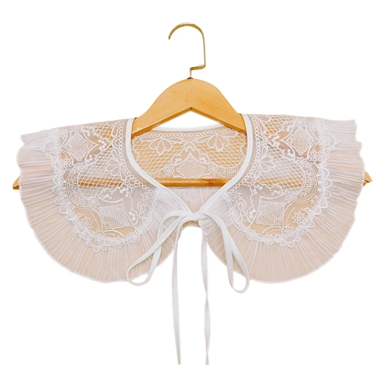 Women Lolita White Chiffon Big Shawl Fake Collar Sweet Pleated Ruffled Trim Embroidery Floral Scarf Necklace DIY Sheer Mesh
Women Lolita White Chiffon Big Shawl Fake Collar Sweet Pleated Ruffled Trim Embroidery Floral Scarf Necklace DIY Sheer Mesh
