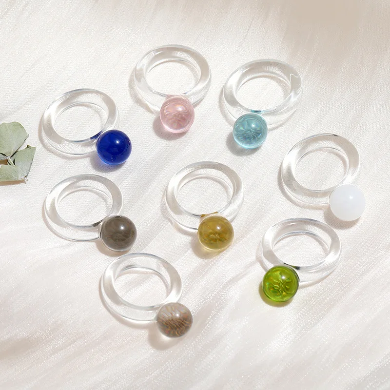 Transparent Crystal Spherical Resin Ring Niche Personality Cute Girl Ring Engagement Promise Rings for Couples Alexandrite Ring 
Transparent Crystal Spherical Resin Ring Niche Personality Cute Girl Ring Engagement Promise Rings for Couples Alexandrite Ring