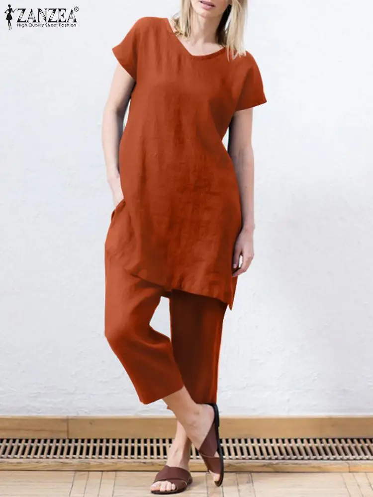 ZANZEA Fashion Urban Tracksuit Oversize Summer Short Sleeve Blouse Sets 2PCS Women Solid Matching Sets Outifits Casual Pant Sets
ZANZEA Fashion Urban Tracksuit Oversize Summer Short Sleeve Blouse Sets 2PCS Women Solid Matching Sets Outifits Casual Pant Sets