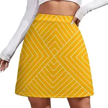 Nordic Pattern Skirt Summer Art Deco Yellow Aesthetic Casual A-line Skirts Retro Mini Skirt Female Graphic Oversized Clothes