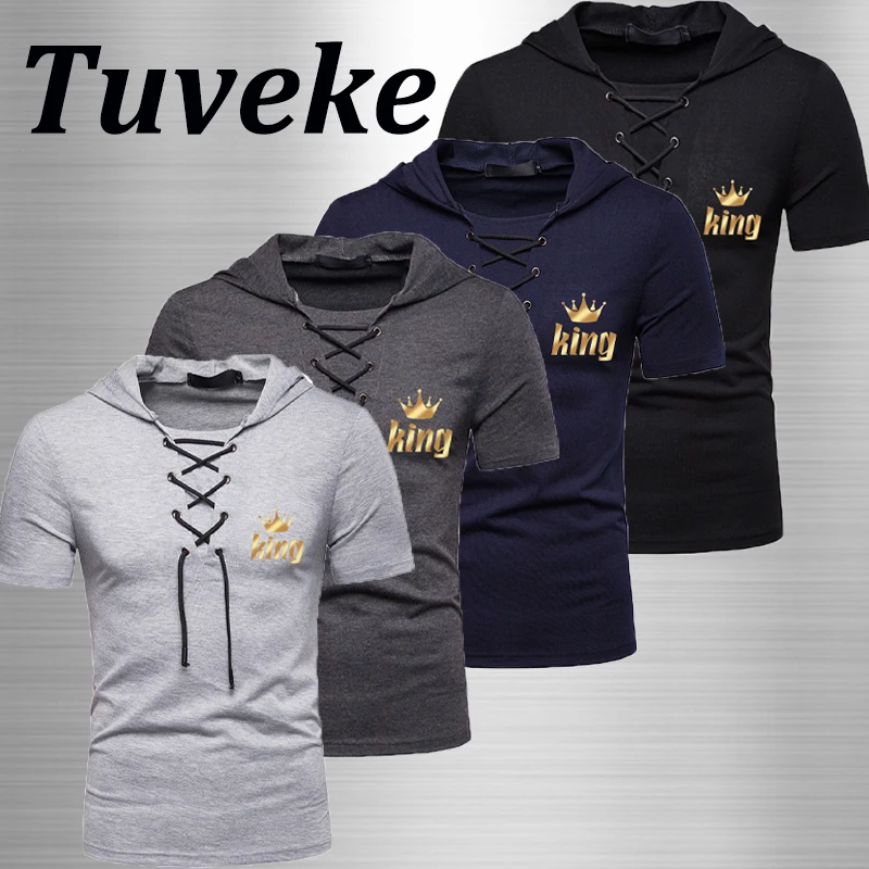 Tuveke Summer Men's King Letter Print Casual Hooded T-Shirt Solid Color Tether Trend Top Fitness Sports Breathable T-Shirt
Tuveke Summer Men's King Letter Print Casual Hooded T-Shirt Solid Color Tether Trend Top Fitness Sports Breathable T-Shirt