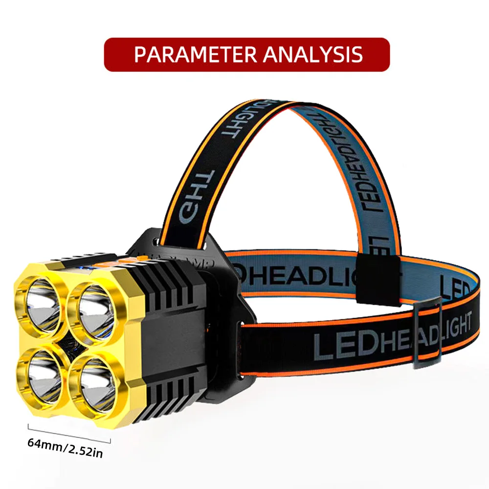 Super Bright 4LED Headlamp Powerful Headlight Flashlight 18650 USB Rechargeable Head Flashlight Portable Fishing Head Lamp
Super Bright 4LED Headlamp Powerful Headlight Flashlight 18650 USB Rechargeable Head Flashlight Portable Fishing Head Lamp