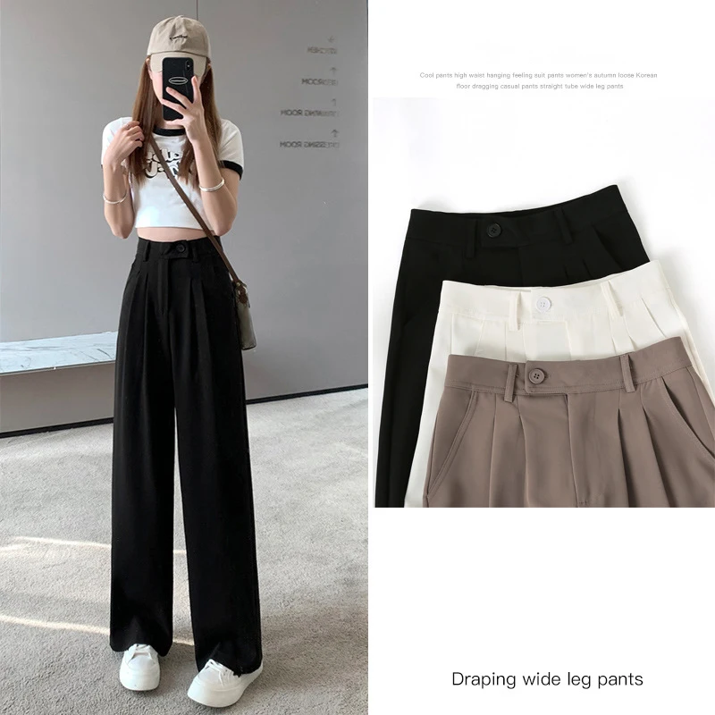 New Loose High Waist Women Suit Pants Spring Summer Wide Leg Straight Casual Pants High Quality Solid Female Mopping Trousers
New Loose High Waist Women Suit Pants Spring Summer Wide Leg Straight Casual Pants High Quality Solid Female Mopping Trousers
