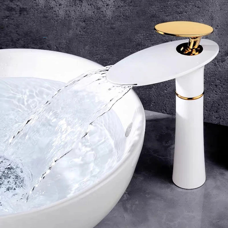 Wash-basin Faucets White/Chrome Brass Single Handle Flying Saucer Waterfall Type Bathroom Faucet Crane Sink Mixer Taps Torneira
Wash-basin Faucets White/Chrome Brass Single Handle Flying Saucer Waterfall Type Bathroom Faucet Crane Sink Mixer Taps Torneira