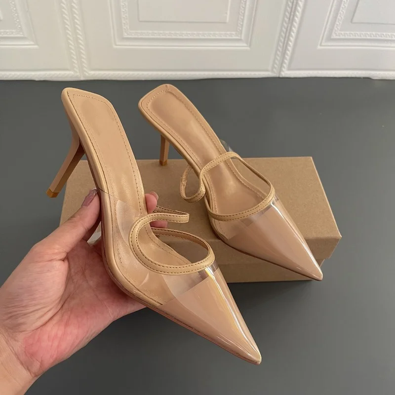 New High-heeled Women Sandals Shoes Nude Color PVC Transparent Sexy Pointed Toe Closed Stiletto Summer Ladies Party Sandals
New High-heeled Women Sandals Shoes Nude Color PVC Transparent Sexy Pointed Toe Closed Stiletto Summer Ladies Party Sandals
