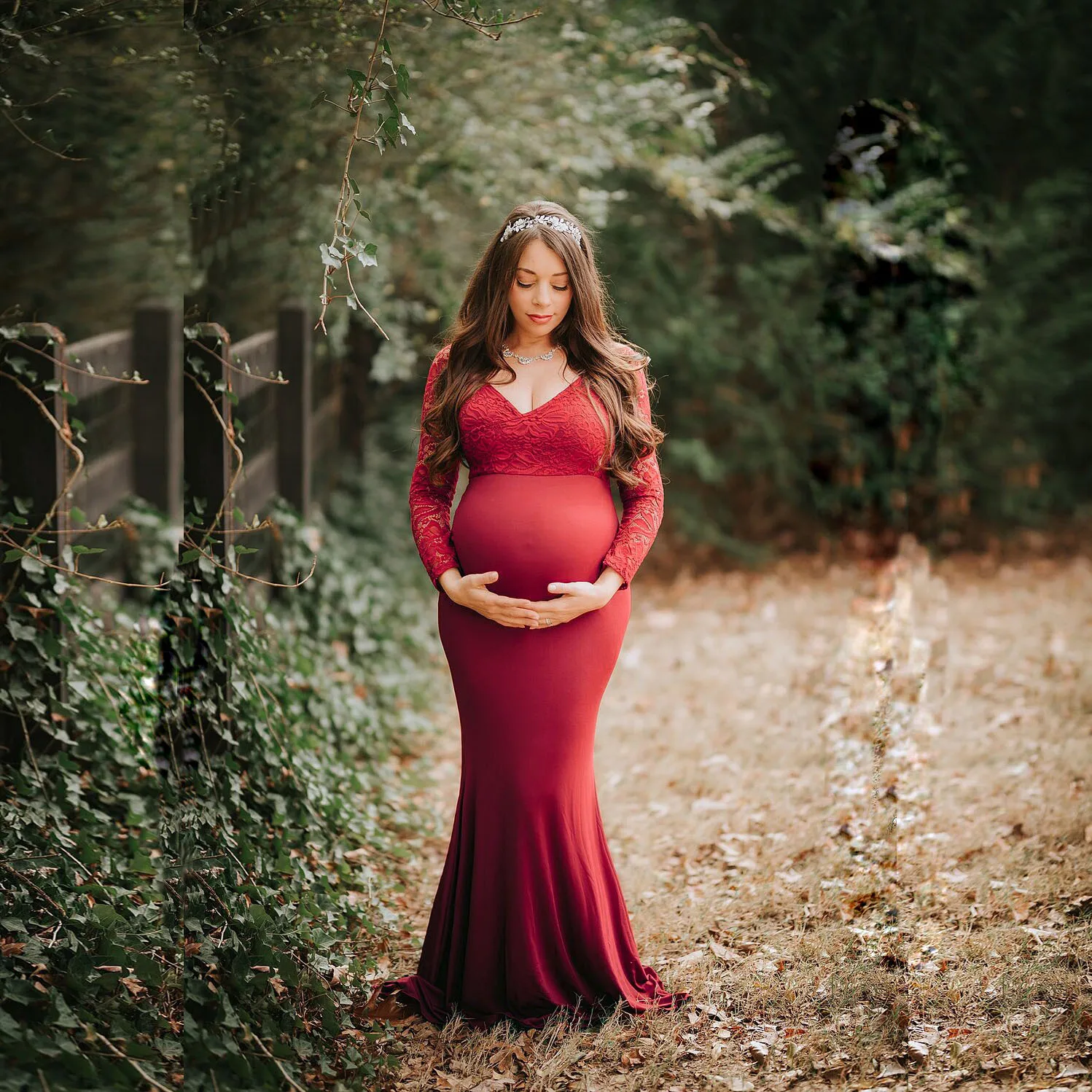 European and American long sleeved lace stitching pregnant women's sexy loose tailed long dress 1102 pregnant women's dress
European and American long sleeved lace stitching pregnant women's sexy loose tailed long dress 1102 pregnant women's dress