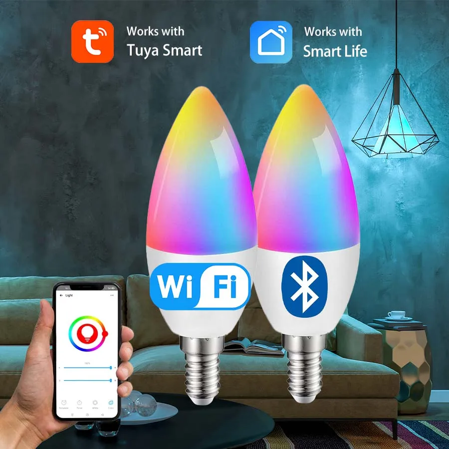 GGBEE Светодиодные лампы-свечи Wi-Fi RGB для дома
GGBEE Светодиодные лампы-свечи Wi-Fi RGB для дома