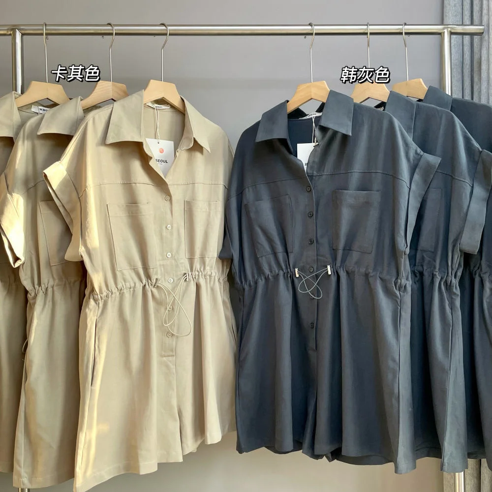 Drawstring Waist Khaki Overalls Khaki Gray Women's Summer Wide Leg Casual Loose Jumpsuit Shorts
Drawstring Waist Khaki Overalls Khaki Gray Women's Summer Wide Leg Casual Loose Jumpsuit Shorts