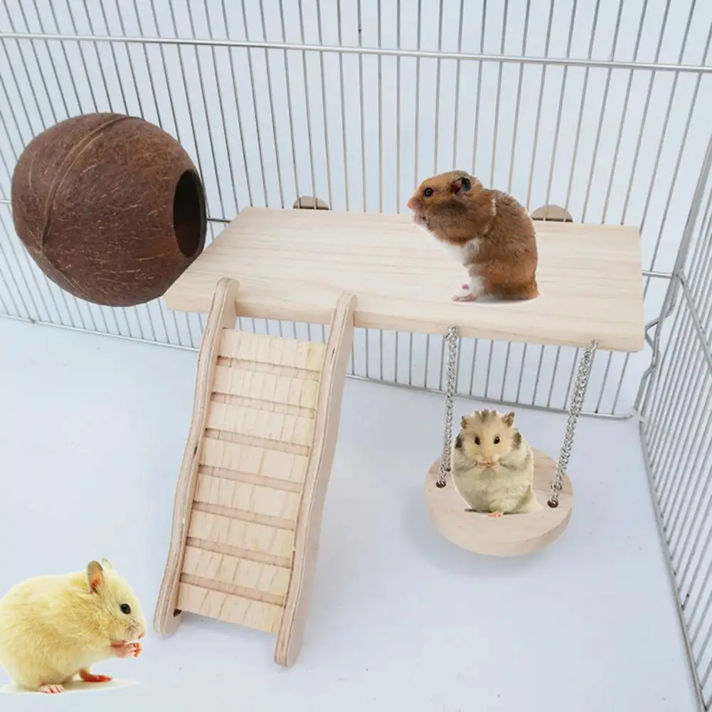 4Pcs Hamster Stand with Swing Natural Wood Cage Accessories Small Pets Platform Climbing Toy for Guinea Pig
4Pcs Hamster Stand with Swing Natural Wood Cage Accessories Small Pets Platform Climbing Toy for Guinea Pig