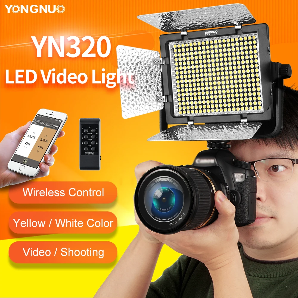 YONGNUO YN320 Photo Studio LED Panel Video Light with Stand Holder High Brightness Video Light For Canon Nikon DSLR Camera
YONGNUO YN320 Photo Studio LED Panel Video Light with Stand Holder High Brightness Video Light For Canon Nikon DSLR Camera