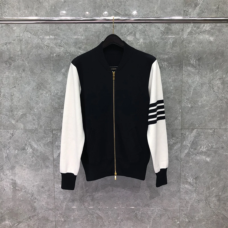 TB THOM Baseball Jacket Men Slim Fit full-zip Cardigans High Quality Patchwork Uniform V-Neck Spring Autumn Casual Coat
TB THOM Baseball Jacket Men Slim Fit full-zip Cardigans High Quality Patchwork Uniform V-Neck Spring Autumn Casual Coat