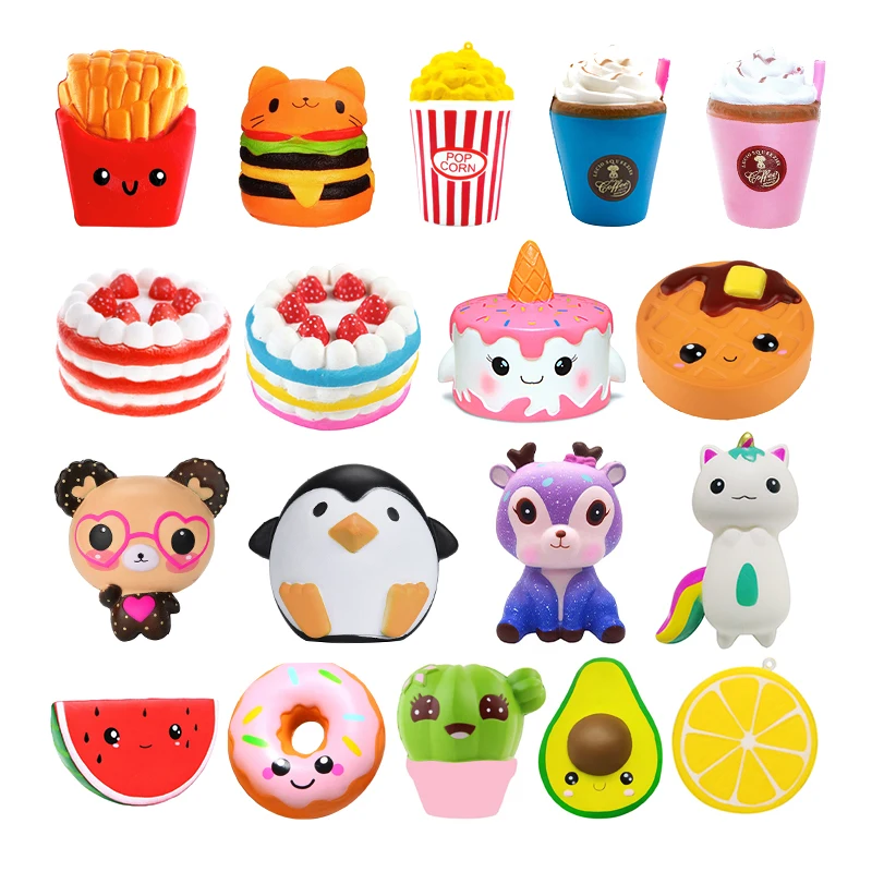 

Kawaii Popcorn Fries Panda Squishy Cake Deer Milk Squeeze Toys Slow Rising Cream Scented Antistress Child Kid Baby Toys