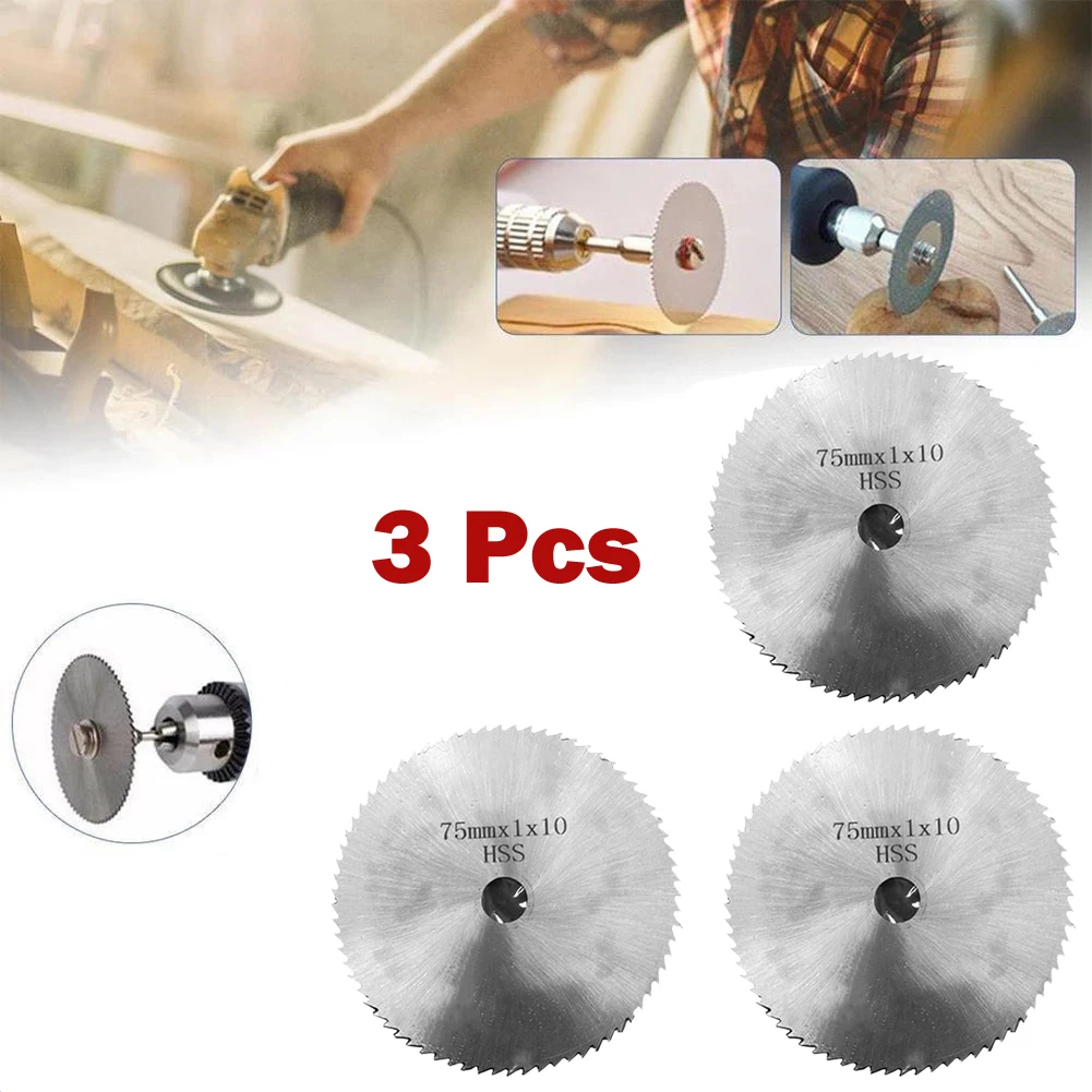 3 Pcs 3Inch Cutting Disc HSS Saw Blades 75*1*10mm For Wood Plastic Laminate Aluminum Cutting Rotary Tool Power Tool Accessories
3 Pcs 3Inch Cutting Disc HSS Saw Blades 75*1*10mm For Wood Plastic Laminate Aluminum Cutting Rotary Tool Power Tool Accessories