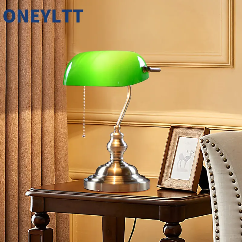Classical vintage banker lamp table lamp E27 with switch Green glass lampshade cover desk lights for bedroom study home reading
Classical vintage banker lamp table lamp E27 with switch Green glass lampshade cover desk lights for bedroom study home reading