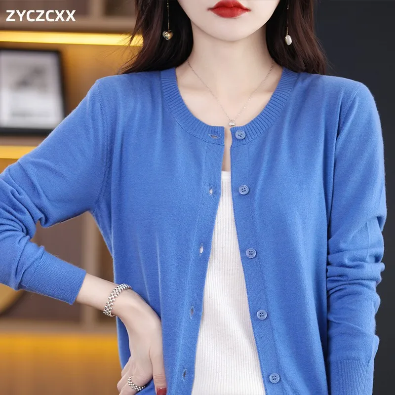 ZYCZCXX Cashmere Sweater Women's Pure Wool O Collar Cardigan Solid Color Spring And Autumn New Solid Sweater Cardigan Woman Top
ZYCZCXX Cashmere Sweater Women's Pure Wool O Collar Cardigan Solid Color Spring And Autumn New Solid Sweater Cardigan Woman Top