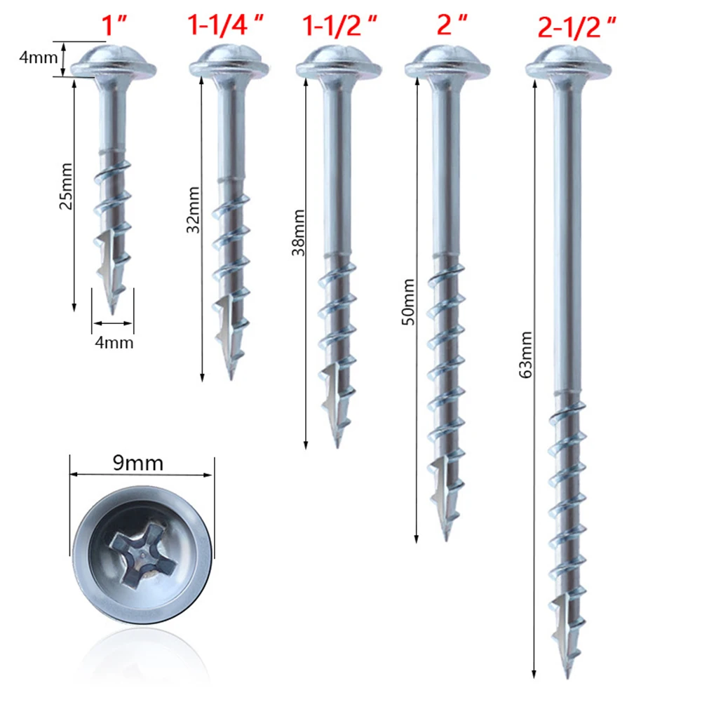 100pcs Pocket Hole Screw 25-63mm Cross Screwdriver Self Tapping Screw ST4 Drive Screw Pocket Hole Jig System Woodworking Tool
100pcs Pocket Hole Screw 25-63mm Cross Screwdriver Self Tapping Screw ST4 Drive Screw Pocket Hole Jig System Woodworking Tool