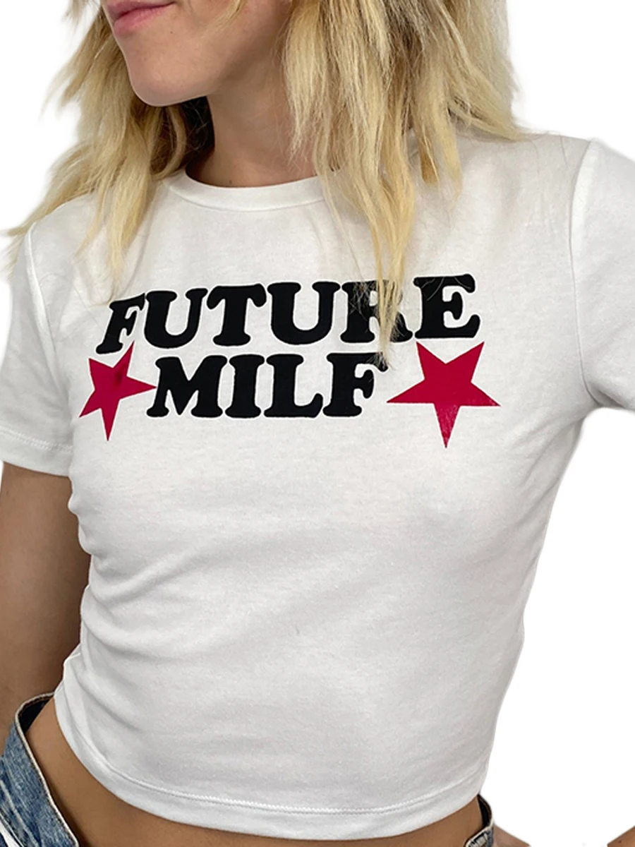 Newest Arrival Women Summer Crop Tops Letter Star Print Round Neck Short Sleeve Fitted T-Shirt for Girls
Newest Arrival Women Summer Crop Tops Letter Star Print Round Neck Short Sleeve Fitted T-Shirt for Girls