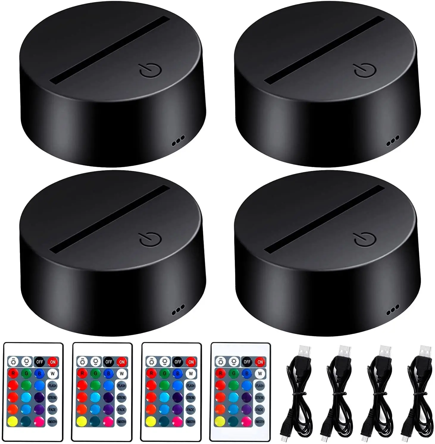 4pcs 3D Night Light LED Light Base 16 Colors LED Light Display Base with Remote Control and USB Cable, Decorative Light Base
4pcs 3D Night Light LED Light Base 16 Colors LED Light Display Base with Remote Control and USB Cable, Decorative Light Base