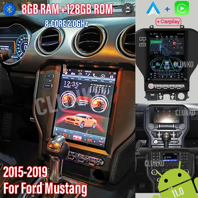 Clunko Car radio For Ford Mustang 2015- 2019 Car Radio Stereo Tesla Screen Multimedia Player Carplay Auto 8G+256G 4G Navigation
Clunko Car radio For Ford Mustang 2015- 2019 Car Radio Stereo Tesla Screen Multimedia Player Carplay Auto 8G+256G 4G Navigation
