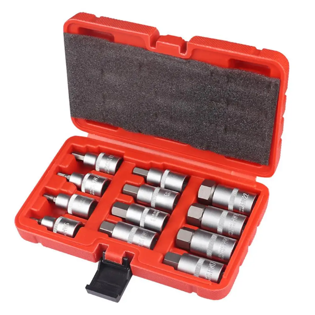 NEW 12pcs 1/2" Professional Drive Impact Hex Bit Socket Set H5 H6 H7 H8 H10 H12 H14 H16 H17 H18 H19 H22
NEW 12pcs 1/2" Professional Drive Impact Hex Bit Socket Set H5 H6 H7 H8 H10 H12 H14 H16 H17 H18 H19 H22