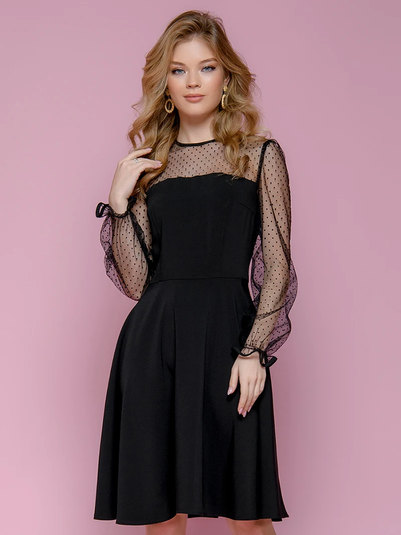 Capucines Flocking Dot Sheer Mesh Patchwork Summer Dress Woman 2022 O Neck Flare Sleeve Slim A-LINE Mini Party Black Dresses
Capucines Flocking Dot Sheer Mesh Patchwork Summer Dress Woman 2022 O Neck Flare Sleeve Slim A-LINE Mini Party Black Dresses