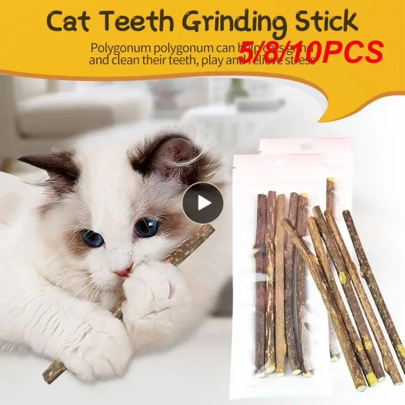 

5/8/10PCS Cat Molar Stick Clean Teeth Healthy Cat Cleaning Teeth No Additives Natural Plants Cat Snacks Sticks Pet Supplies Toys