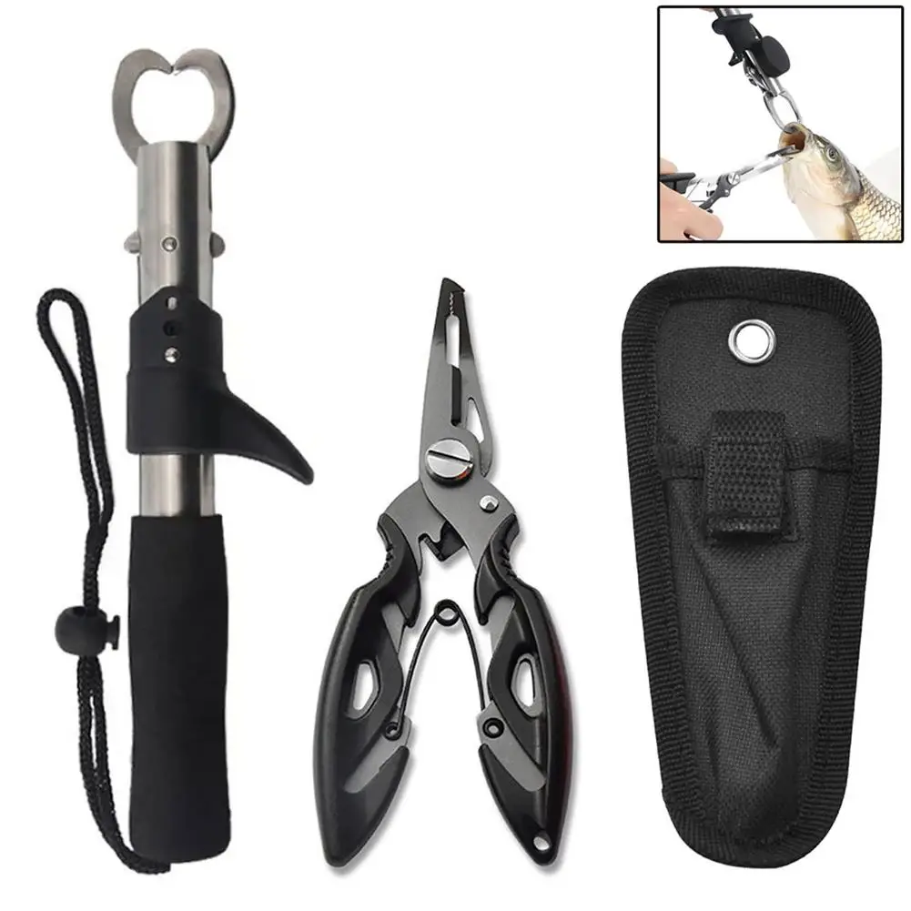 

21.5cm Stainless Steel Fish Lip Gripper Lure Fishing Pliers Set Multi-functional Fishing Tools For Freshwater Seawater