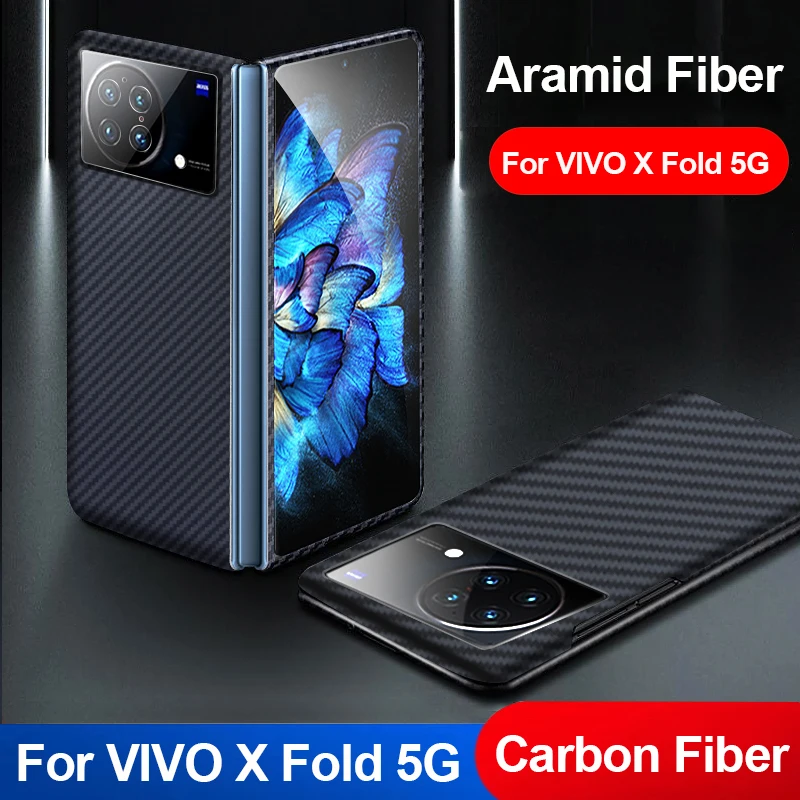 

Real Carbon Fiber Cover For VIVO X Fold 5G Case Ultra Thin Aramid Fiber Protection Back Cover Capa For Vivo X Fold Case Fundas