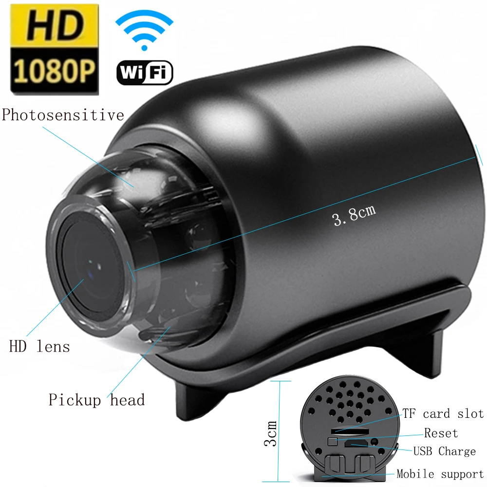 1080P Mini WIFI IP Cemera High Definition Surveillance Security Night Vision Motion Detect Camcorder Baby Monitor Wireless Cam
1080P Mini WIFI IP Cemera High Definition Surveillance Security Night Vision Motion Detect Camcorder Baby Monitor Wireless Cam