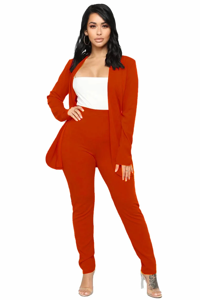 European and American small suits, two-piece women's wear, fashionable solid color long sleeved trousers, casual wear
European and American small suits, two-piece women's wear, fashionable solid color long sleeved trousers, casual wear