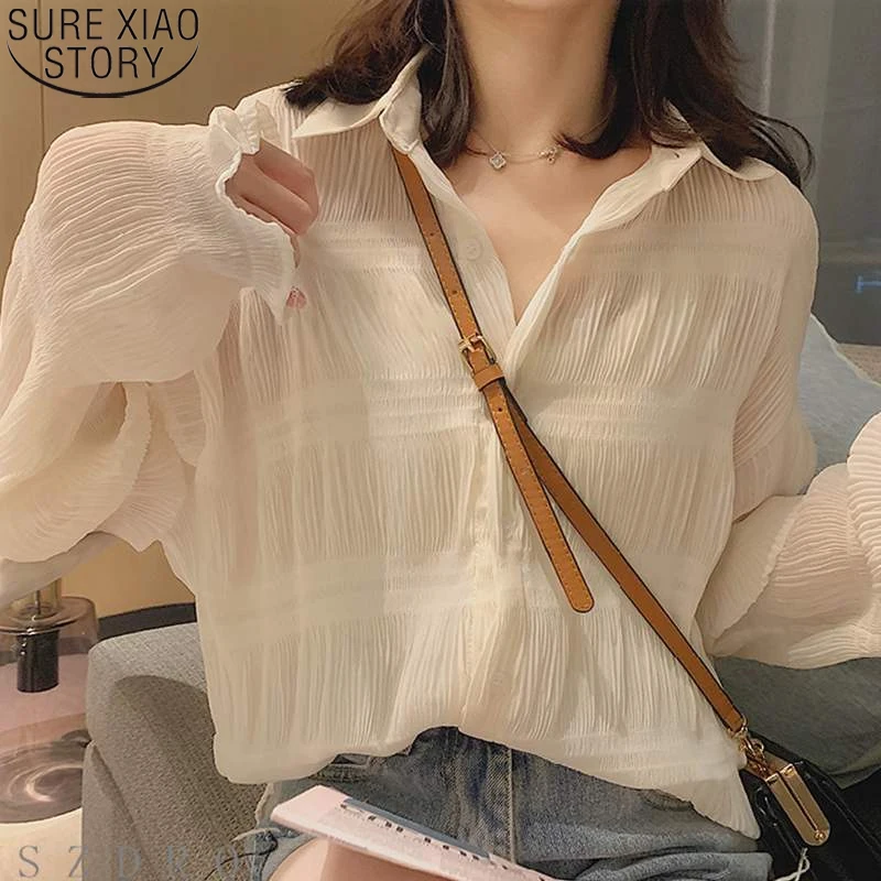 Thin Sunscreen Cardigan Shirts Women Spring Summer Lantern Long Sleeve Chiffon Blouse Tops OuterWear White Clothing Blusas 10348
Thin Sunscreen Cardigan Shirts Women Spring Summer Lantern Long Sleeve Chiffon Blouse Tops OuterWear White Clothing Blusas 10348