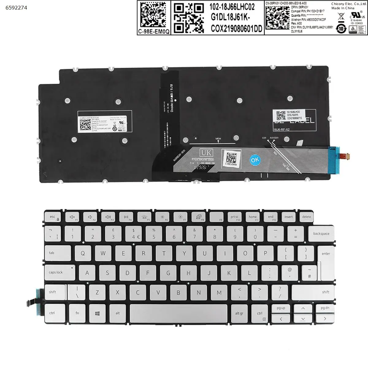 UK Laptop Keyboard for Dell Inspiron 14-7490 13 5390 5391 7391 7491 5493 5498 SILVER without FRAME Backlit
UK Laptop Keyboard for Dell Inspiron 14-7490 13 5390 5391 7391 7491 5493 5498 SILVER without FRAME Backlit