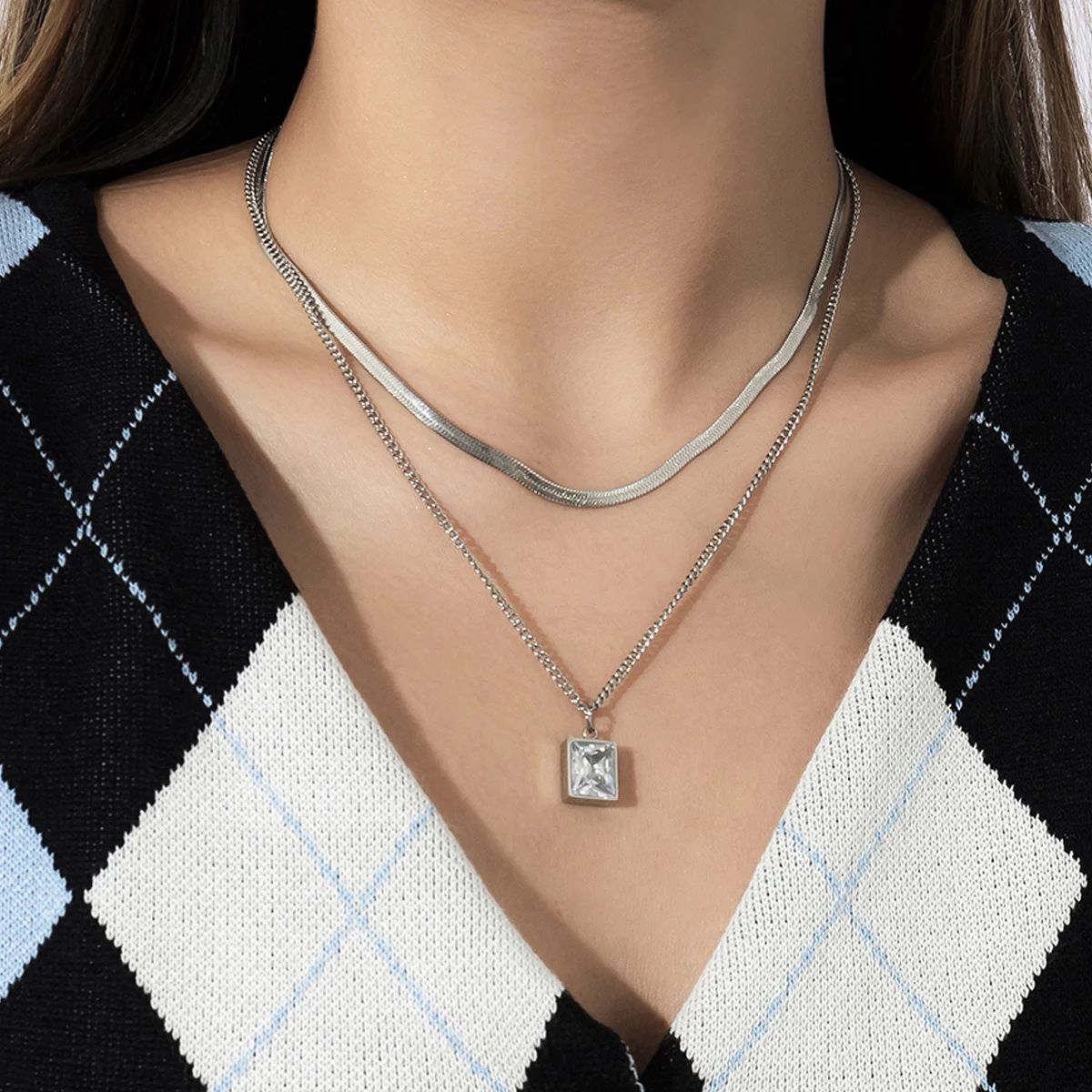 Lacteo Fashion 3D Zircon Pendant Necklaces Set for Women Men Hip Hop Silver Color Double Snake Chain Necklace Jewelry Gifts
Lacteo Fashion 3D Zircon Pendant Necklaces Set for Women Men Hip Hop Silver Color Double Snake Chain Necklace Jewelry Gifts