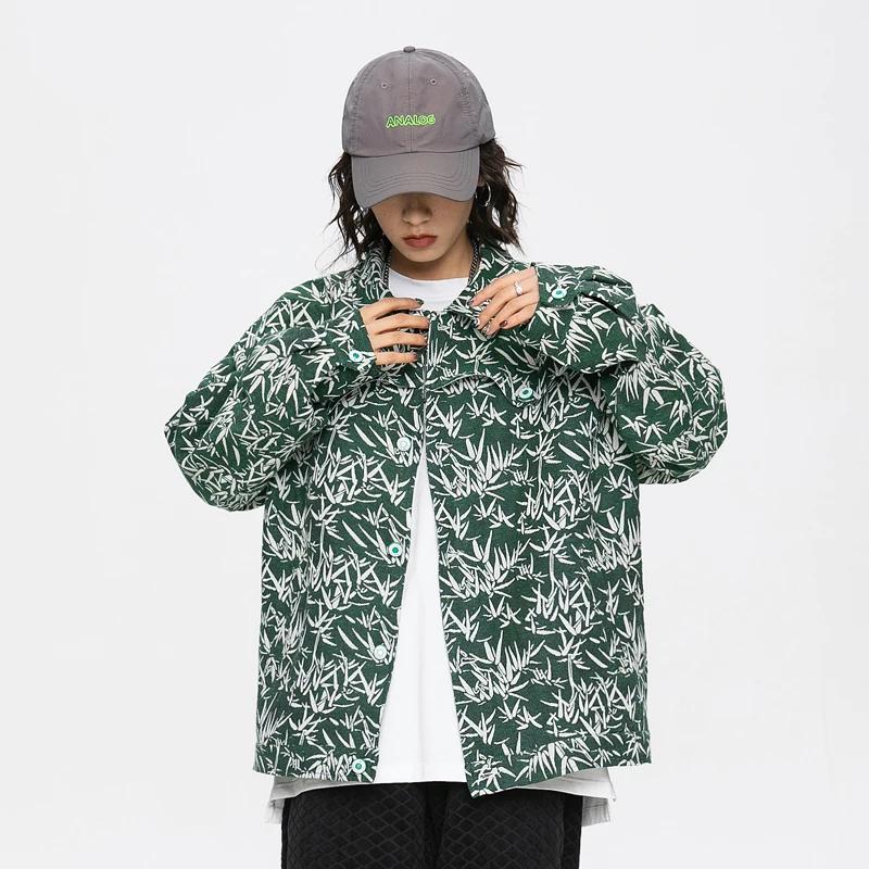 2022 new unisex bamboo leaf pattern jacket men women streetwear fashion casual trend loose coat Men's jacket
2022 new unisex bamboo leaf pattern jacket men women streetwear fashion casual trend loose coat Men's jacket