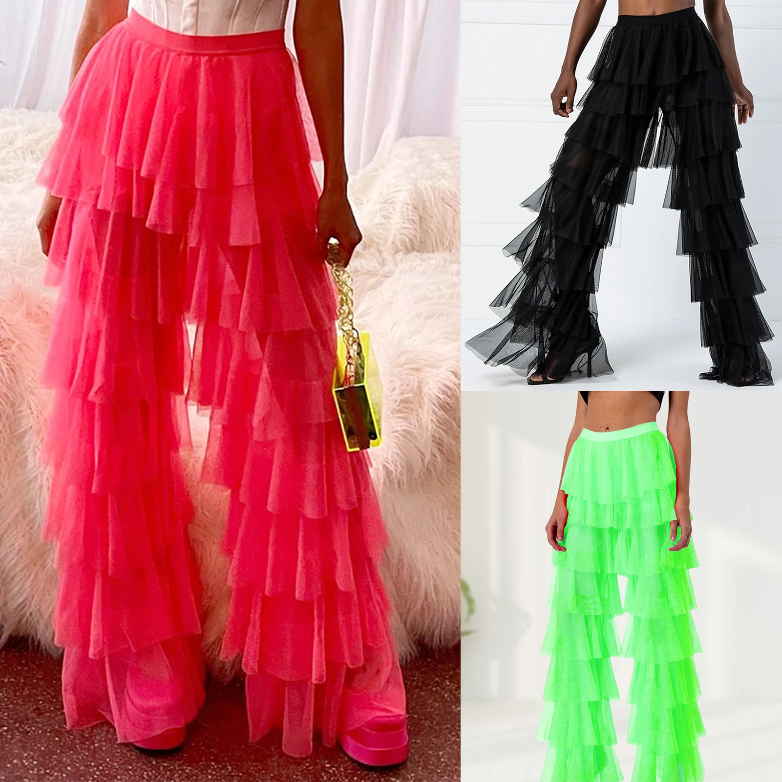 Tulle Pants Solid Color Ruffle Yarn Women Wide Long Pants High Waist Wide Leg Trousers Multi Layer Spicy Girl Streetwear Suit
Tulle Pants Solid Color Ruffle Yarn Women Wide Long Pants High Waist Wide Leg Trousers Multi Layer Spicy Girl Streetwear Suit
